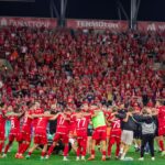 Piłkarze Widzewa po wygranym spotkaniu