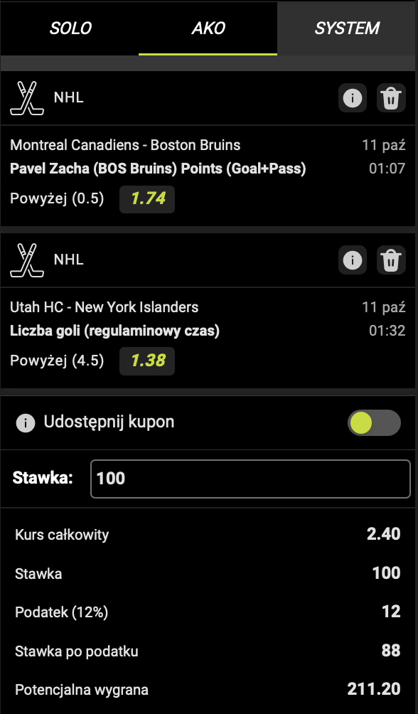 Kupon NHL Goplusbet