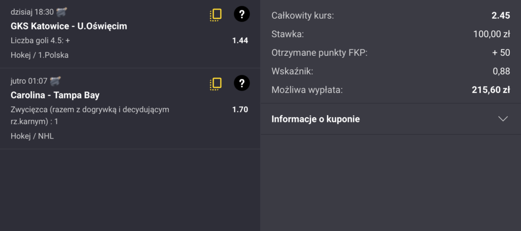 Kupon NHL Fortuna