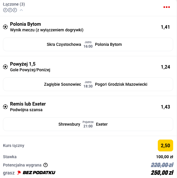 Propozycja kuponu w Betclic