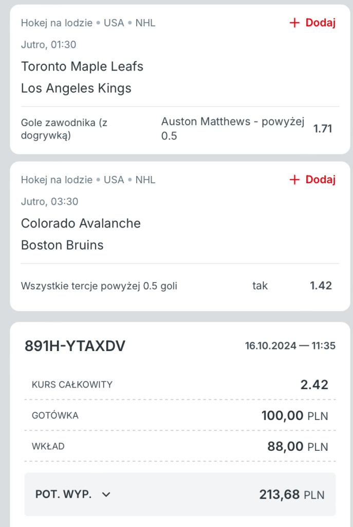 Kupon Superbet NHL