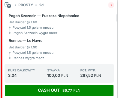 Propozycja kuponu w Superbet.