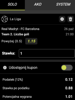 Kupon Go+BET na El Clasico