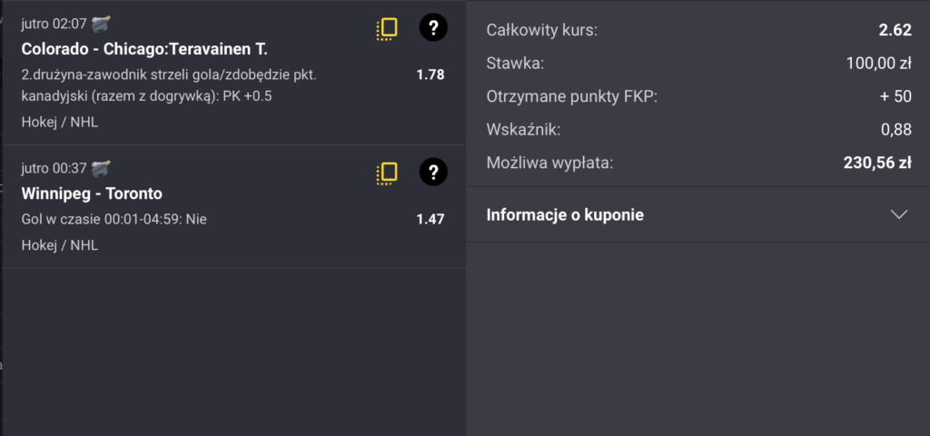 Kupon NHL Fortuna