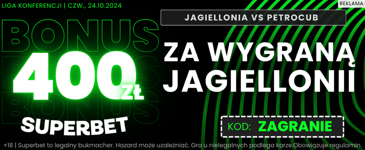 baner Superbet na Jagiellonia - Petrocub