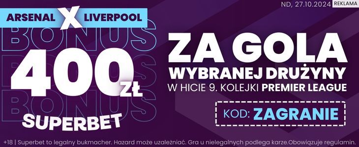 baner na Arsenal - Liverpool Superbet