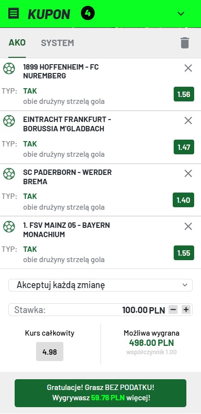 Kupon DFB Pokal TOTALBET 30.10.