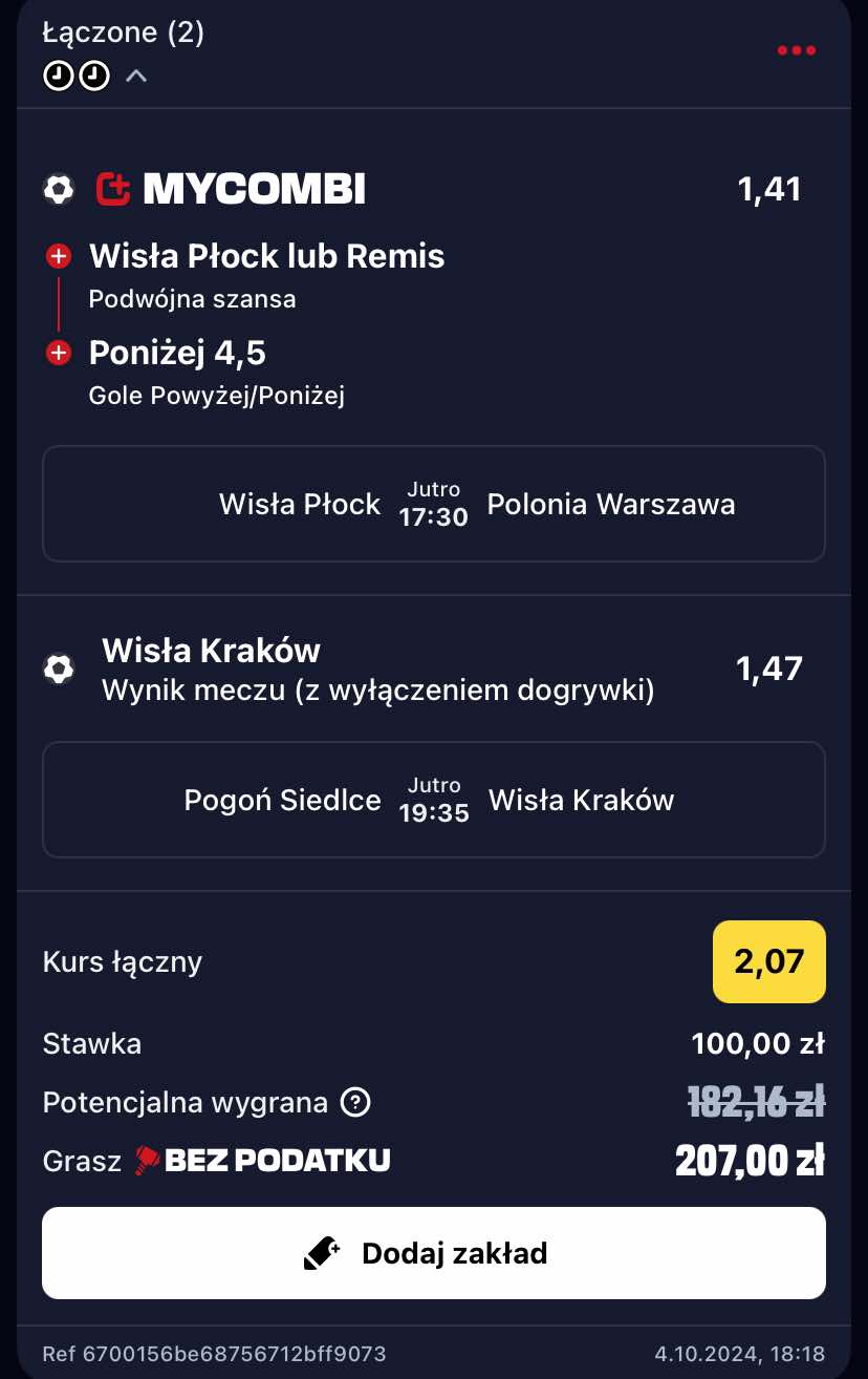 kupon na Betclic 1. Ligę 05.10.