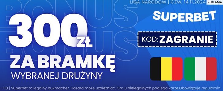 Belgia - Włochy bonus 300 PLN Superbet promocja