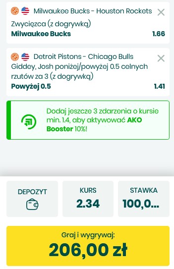 Kupon NBA w betfan w dniu 18.11.2024