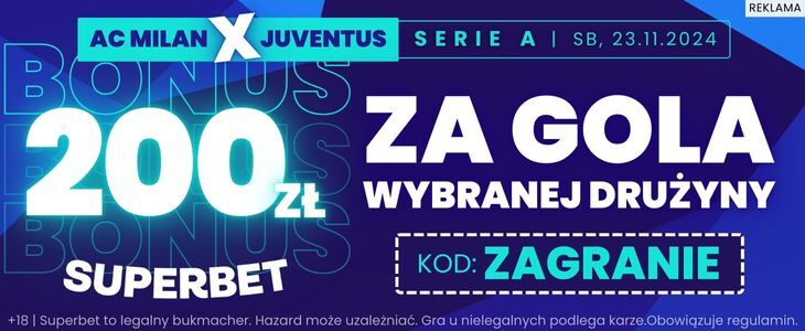 Milan - Juve Superbet promocja 200 PLN bonus