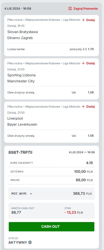 Kupon Superbet LM 05.11.