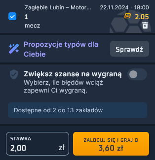 Zagłębie - Motor promocja STS kupon