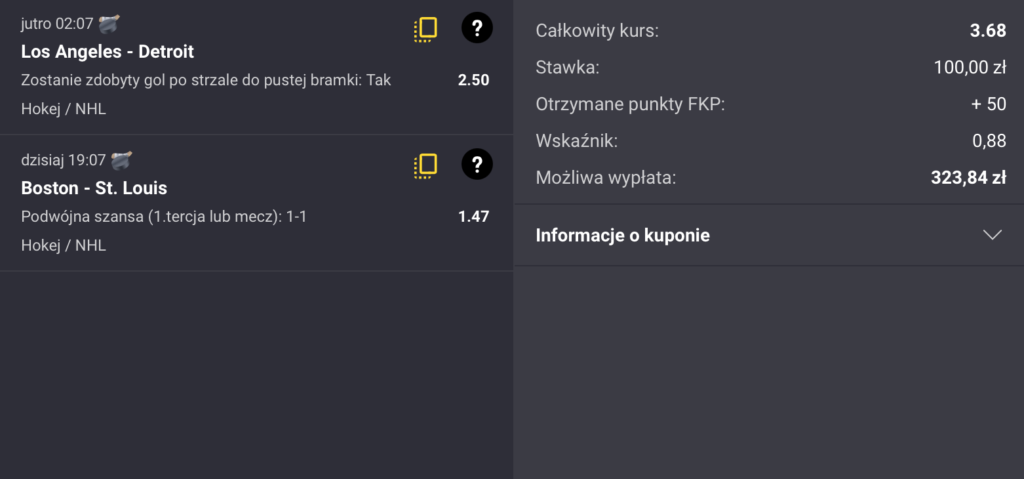 NHL KUPON FORTUNA