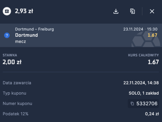 BVB - Freiburg kupon STS