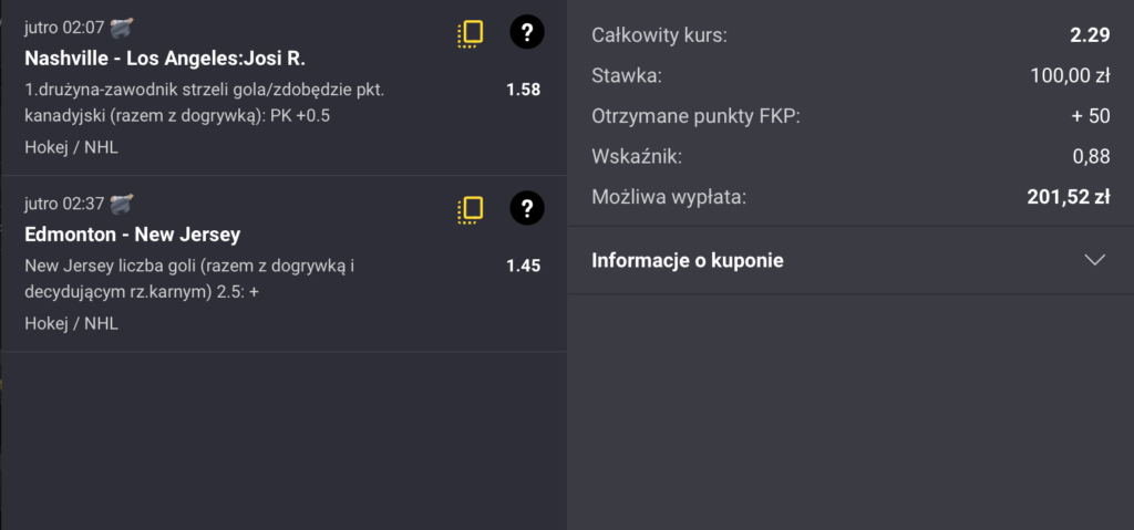 Kupon NHL Fortuna