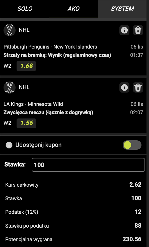 Kupon NHL Goplusbet