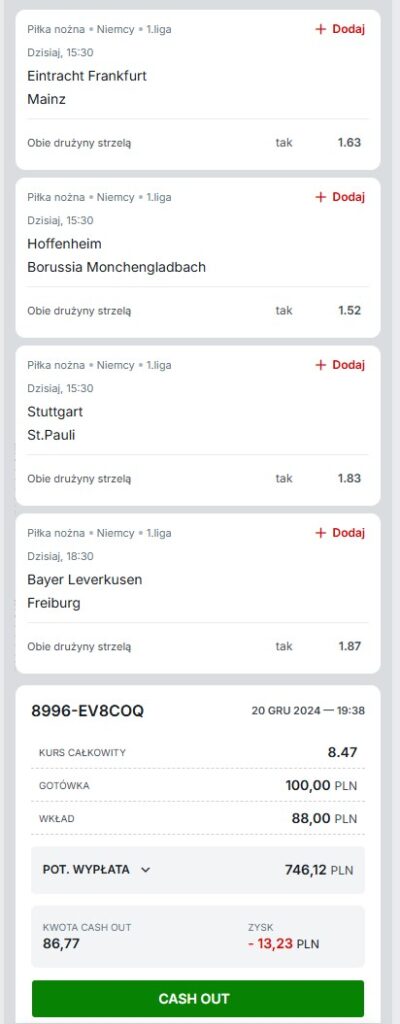 Kupon Bundesliga Superbet 21.12.