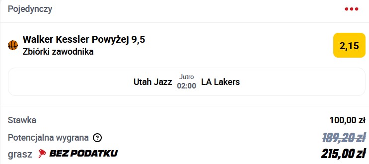 Kupon NBA w Betclic w dniu 01.12.2024