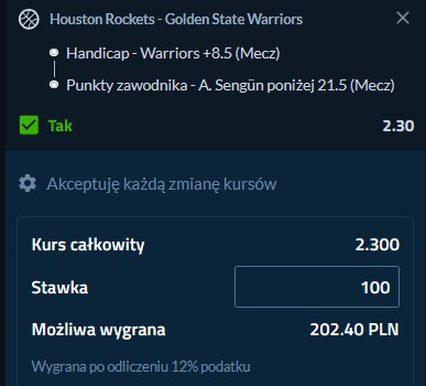 Kupon NBA w forbet w dniu 11.12.2024