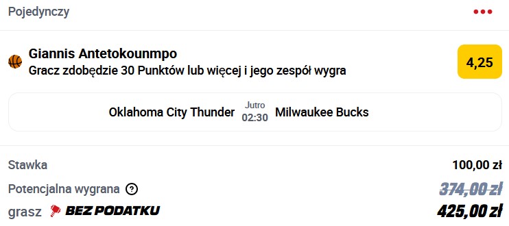 Kupon NBA w Betclic w dniu 17.12.2024