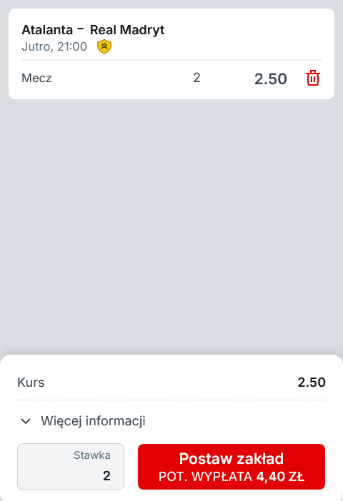 Kupon przykład Atalanta - Real Superbet