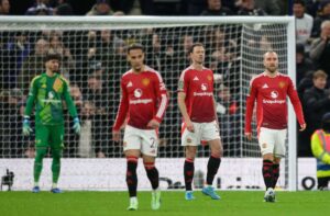 Piłkarze Manchesteru United po stracie gola