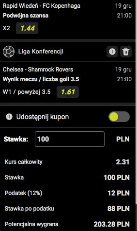 Propozycja kuponu w Go+ Bet