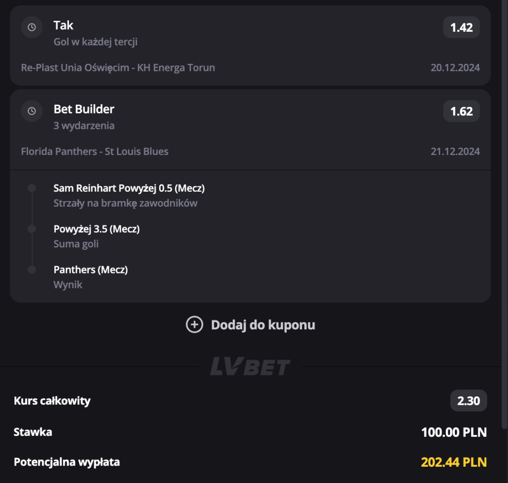 KUPON NHL LVBET