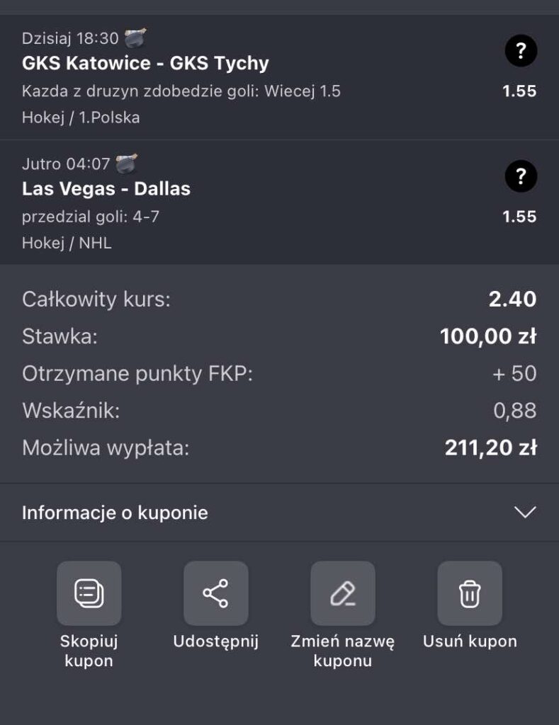 KUPON THL NHL FORTUNA