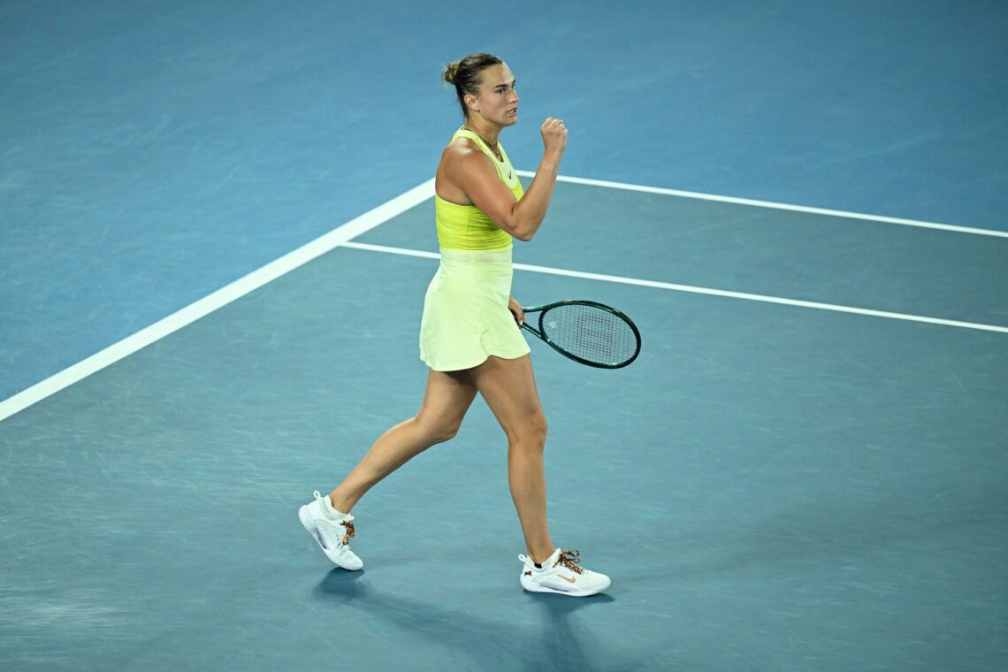 Aryna Sabalenka z zaciśniętą pięścią 24.01.2025