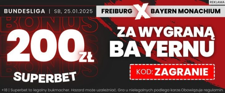 Superbet bonus na zwycięstwo Bayernu