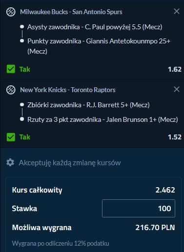 Kupon NBA w dniu 08.01.2025