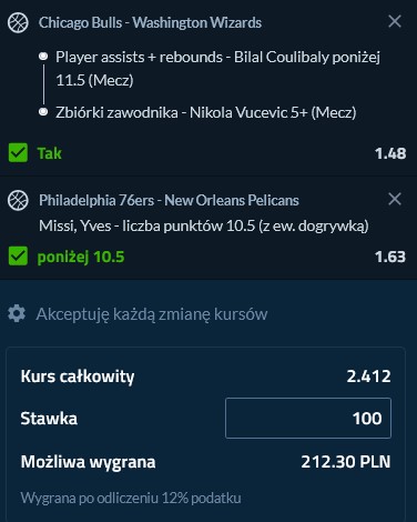 Kupon NBA w Forbet w dniu 10.01.2025