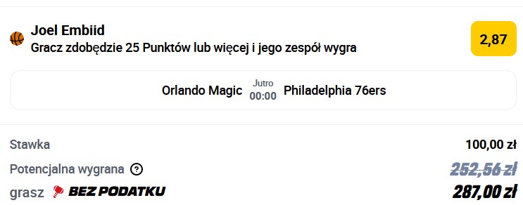 Kupon NBA w dniu 12.01.2025 w Betclic