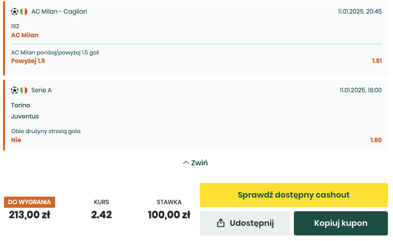 Propozycja kuponu w Betfan