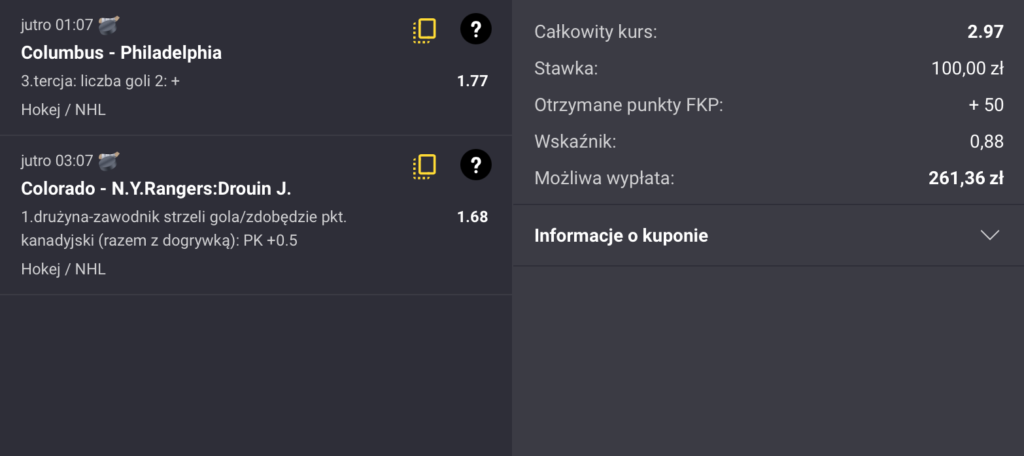 KUPON NHL FORTUNA