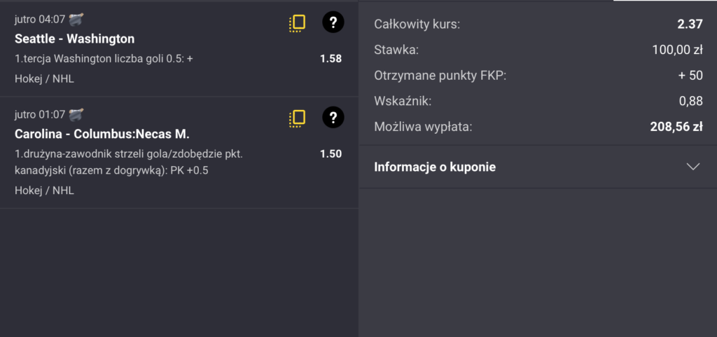 KUPON FORTUNA NHL