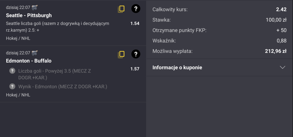 KUPON NHL FORTUNA