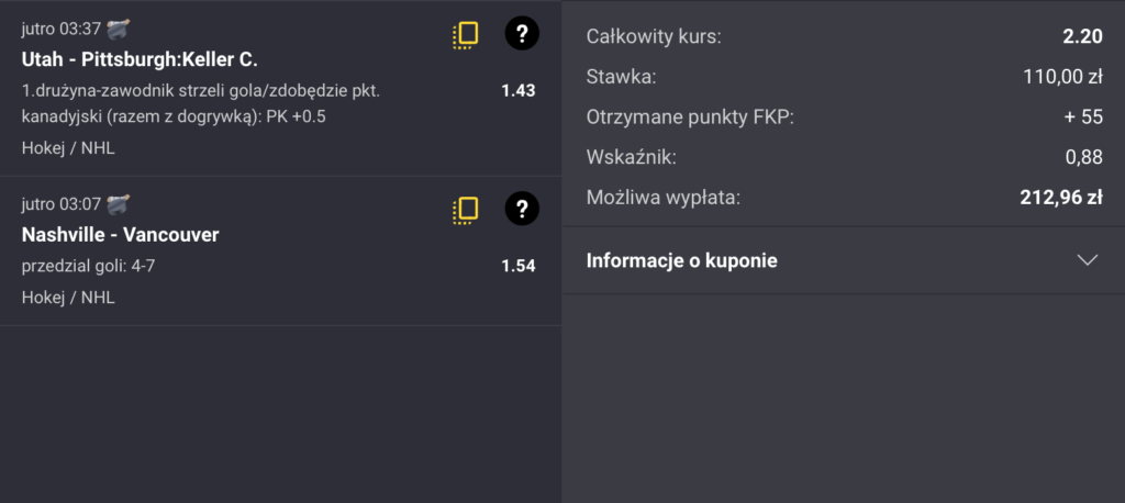 KUPON NHL FORTUNA