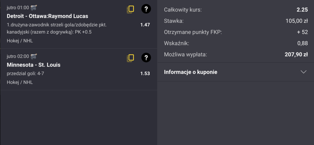 KUPON NHL FORTUNA