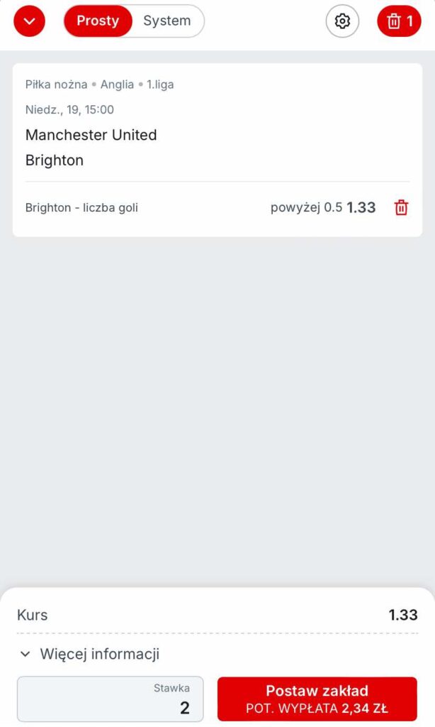 kupon na United - Brighton