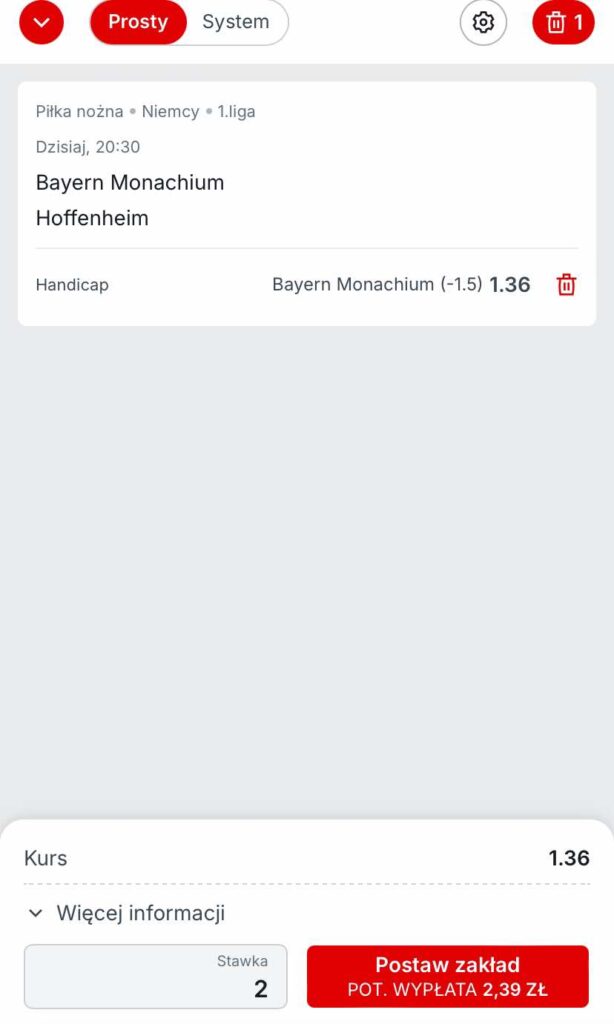 kupon na zasilacz Bayern - Hoffenheim