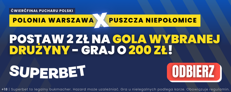 Postaw 2 PLN na gola wybranej drużyny i graj o 200 PLN w Superbet!