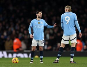 Bernardo Silva i Erling Haaland podczas meczu