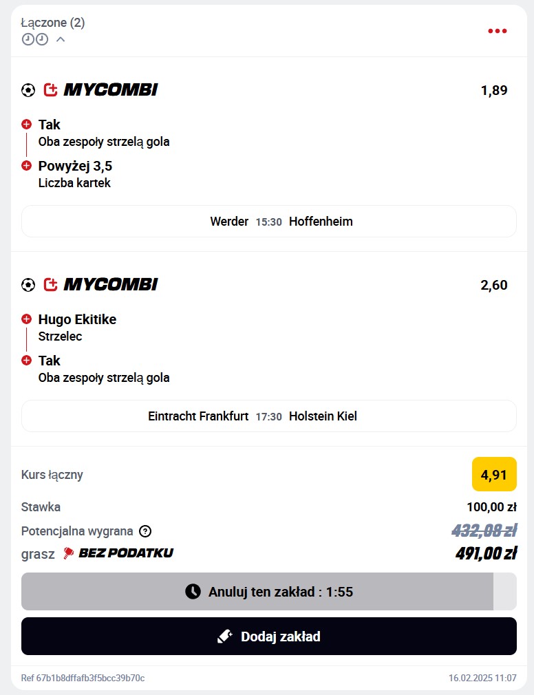 Kupon Betclic Bundesliga 16.02.