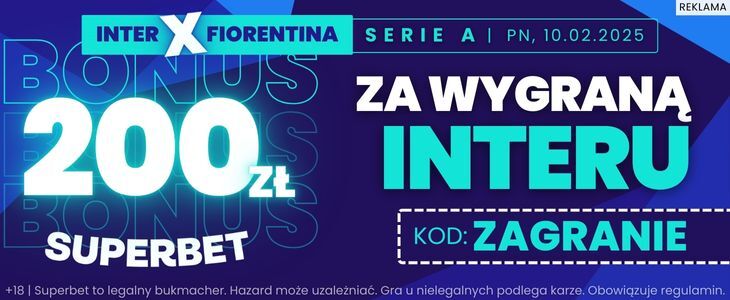 Banner Inter - Fiorentina promocja Superbet 10 lutego