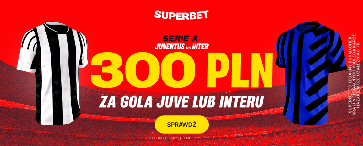 Juventus - Inter 300 PLN promocja Superbet