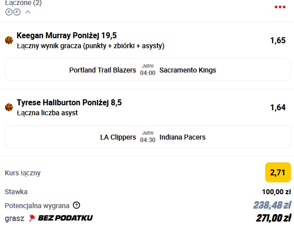 Kupon NBA w Betclic w dniu 06.02.2025