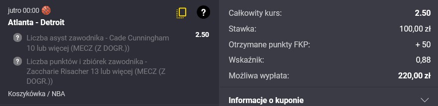 Kupon NBA w dniu 23.02.2025